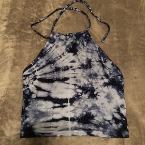 Blue tie dye halter top